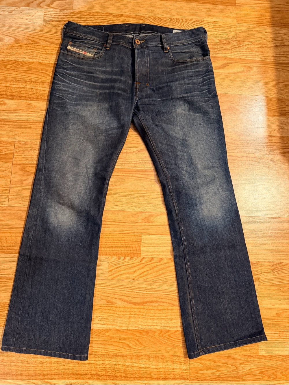 Diesel Zatiny Bootcut Jeans in Dark Indigo 33/32, 100% Cotton